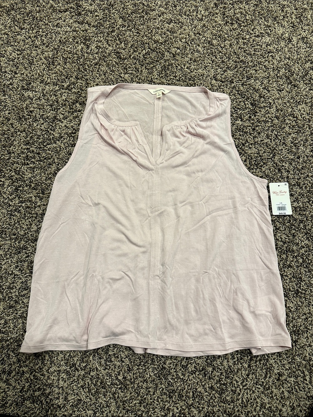 Lucky Brand Pale Pink Sleeveless V-Neck Tank